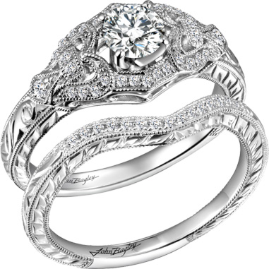 John Bagley Collection Diamond Engagement Ring and Matching Wedding Band